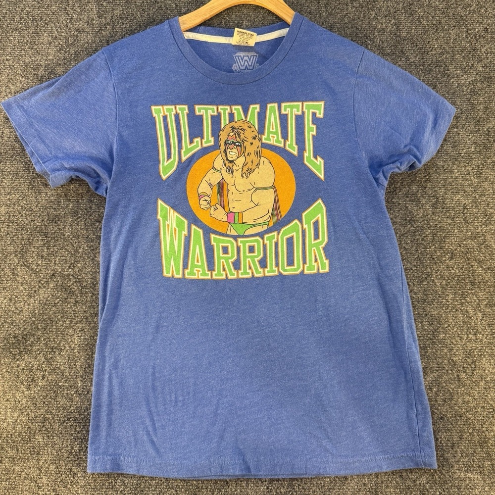 Homage Ultimate Warrior WWF WWE Blue Graphic T-Shirt Men's‎ Small Made USA Tee